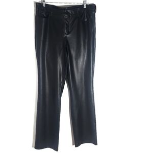 NYDJ Sculpt Her Womens Size 14 Faux Leather Lift Tuck Technology Pants Black